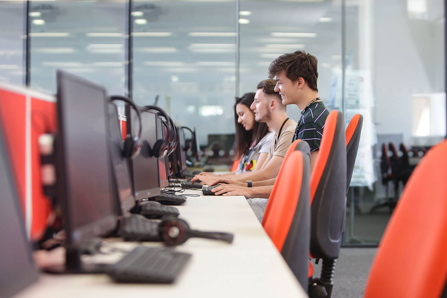 students in computer lab on computers